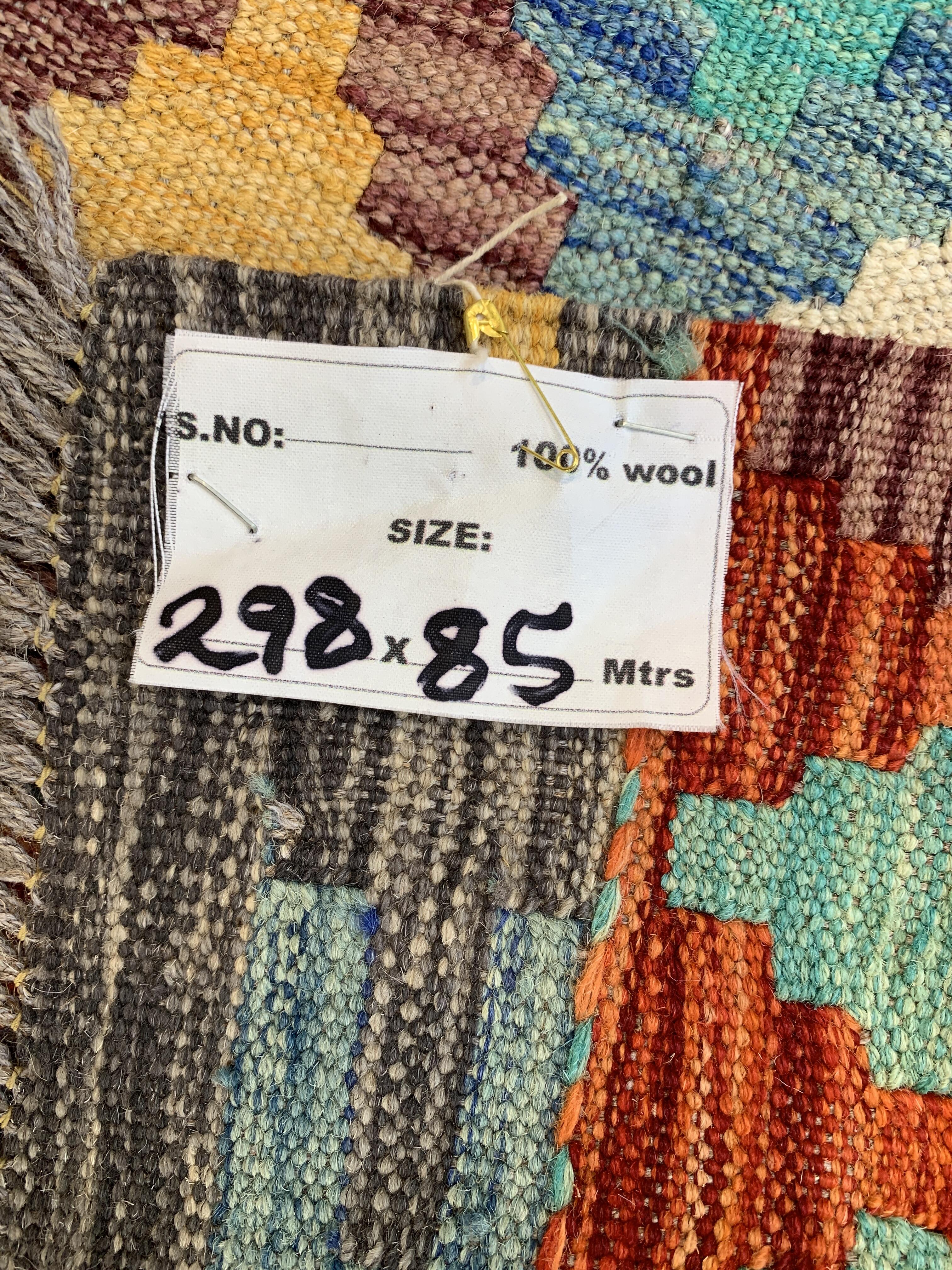 Kilim Afghan Runner 298cm x 85cm