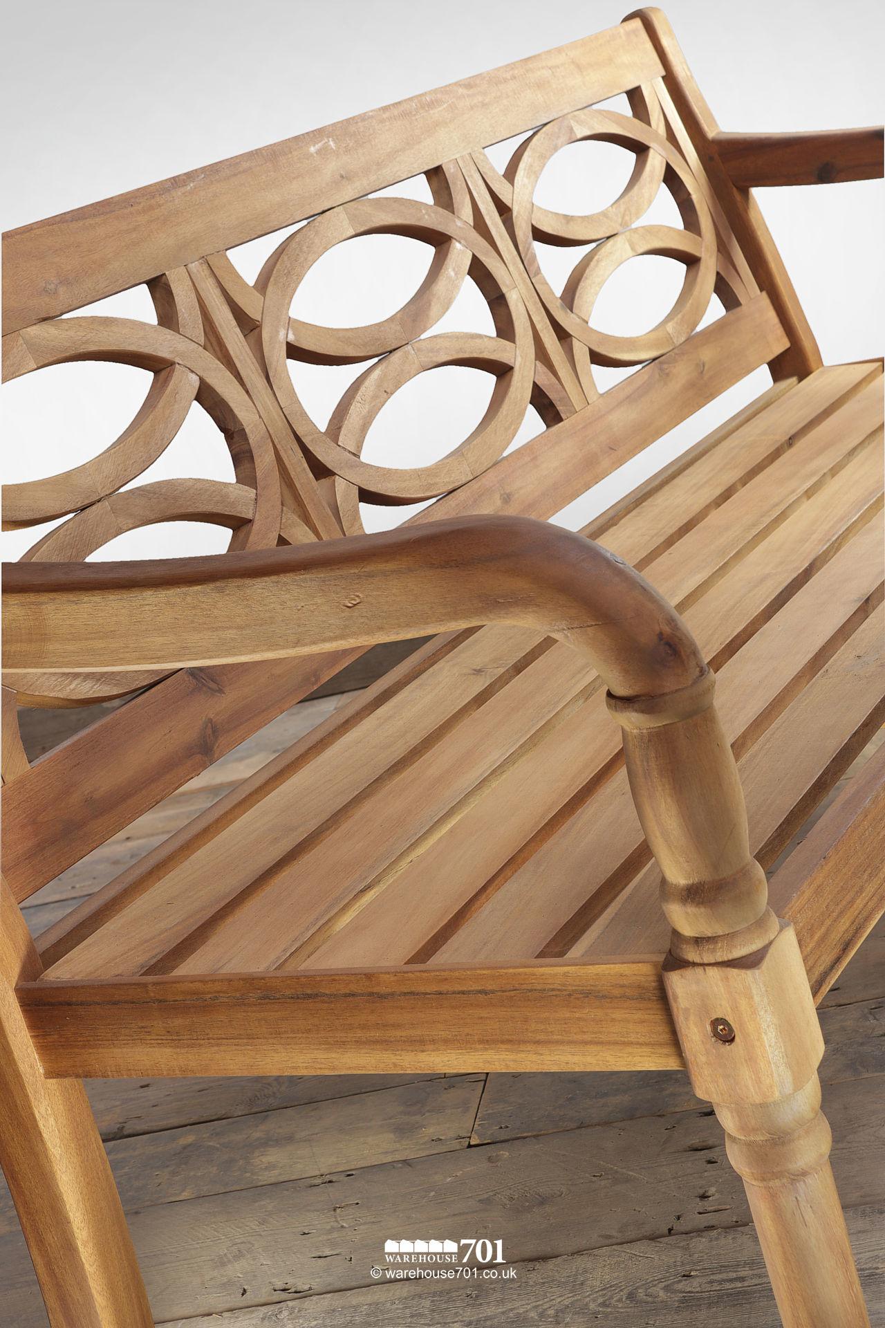 New Three Seater Cleobury Hoop Design Hardwood Bench #5