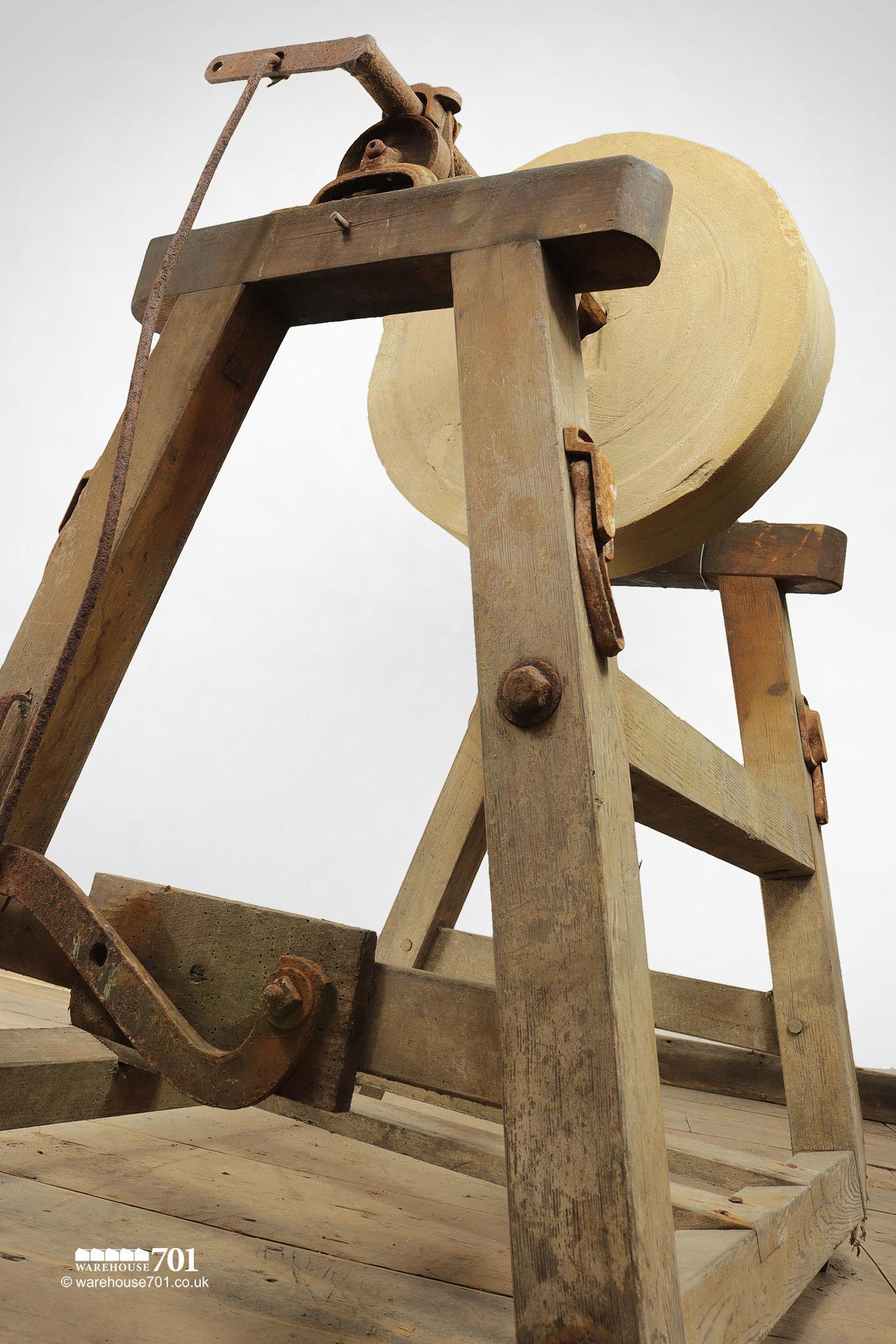 Salvaged Oak frame Foot Treadle Operated Grinding Stone #3