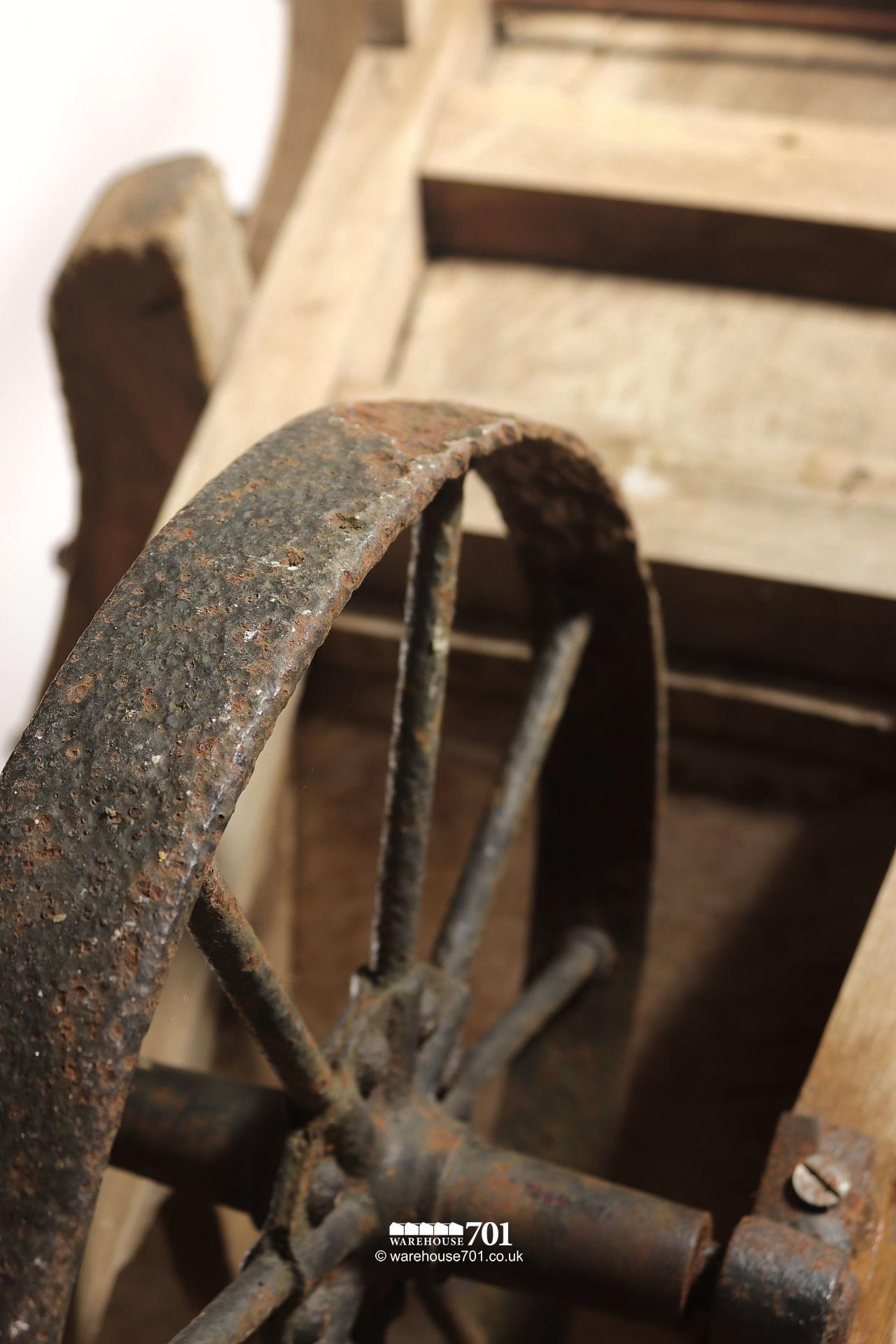 Salvaged Old-Fashioned Wood Wheelbarrow with Iron Wheel #4
