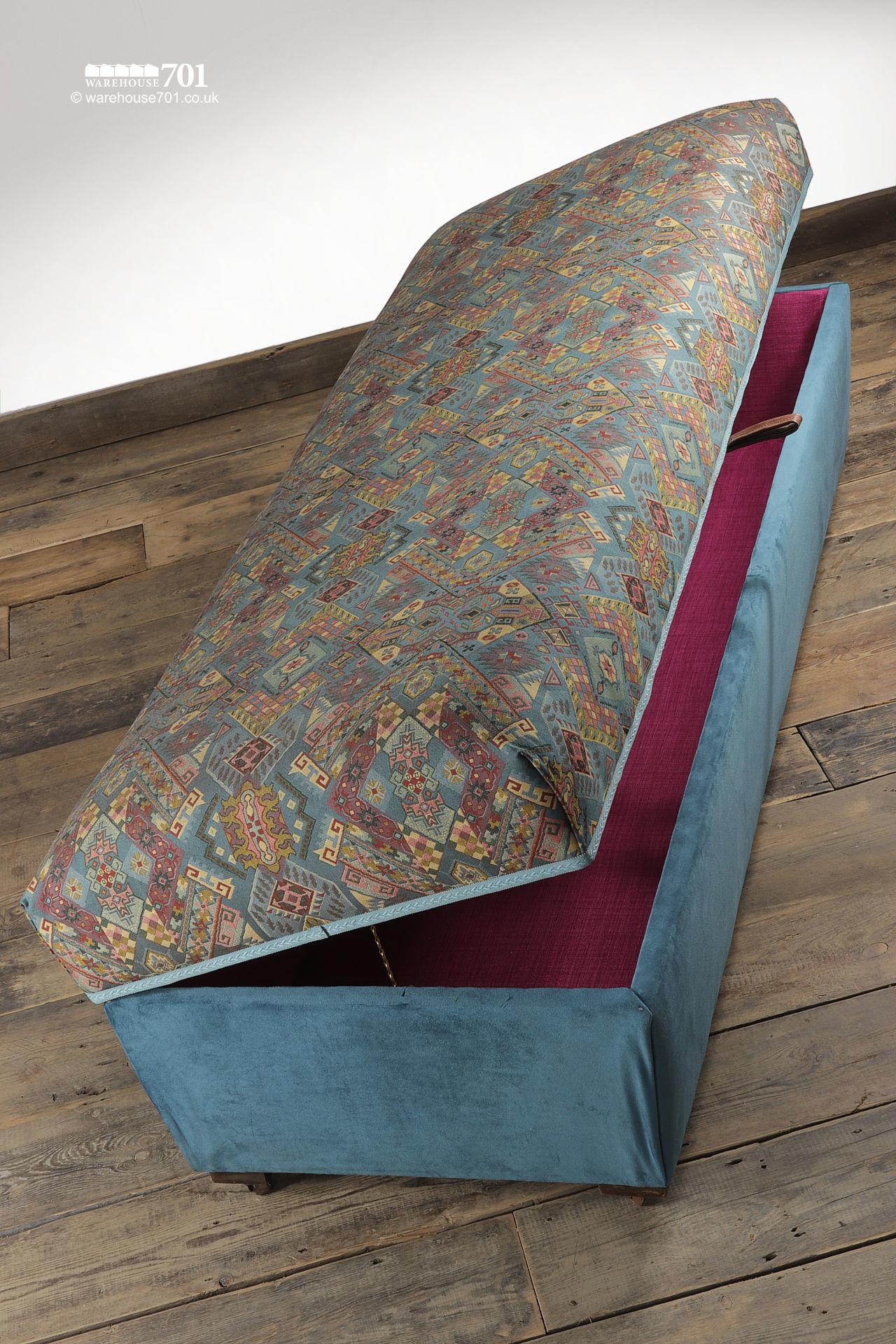 Large Reupholstered Extra Long Vintage Ottoman