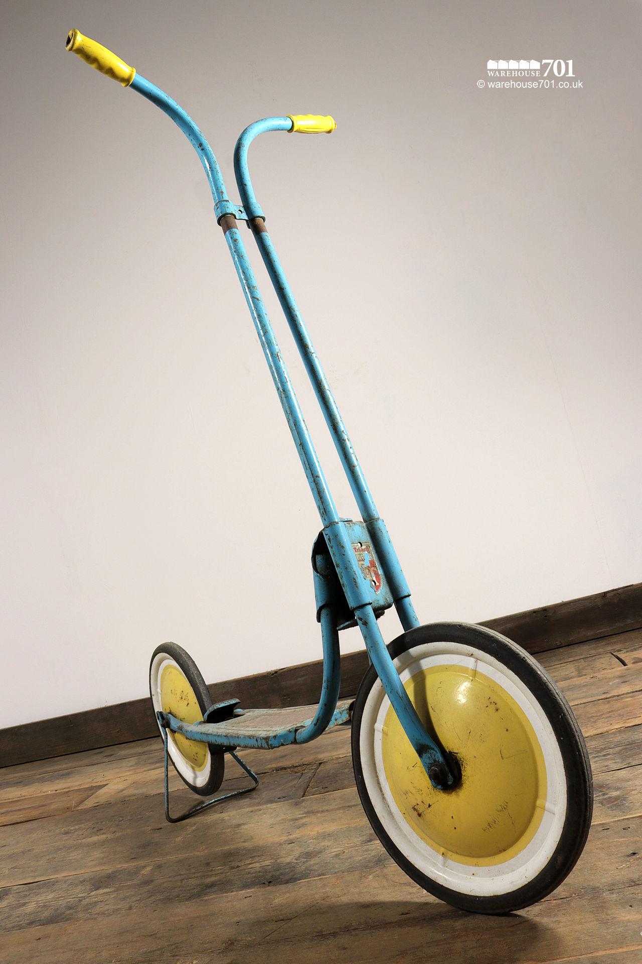 Vintage Light Blue and Yellow Triang Rapide Scooter #4