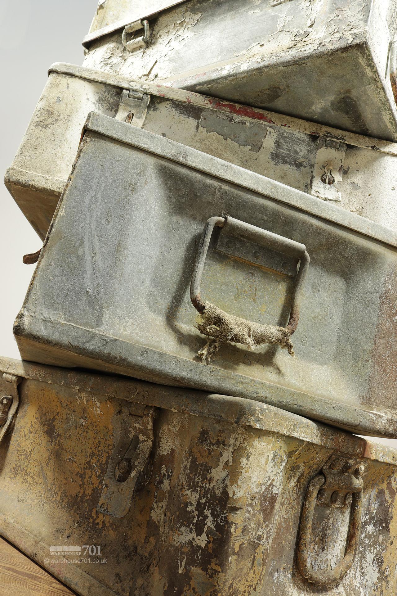 Salvaged 1940s Industrial Metal Storage Boxes #2