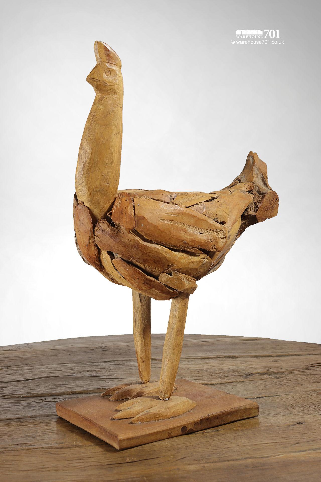 Reclaimed Drift Wood Style Sculpted Chicken, Cockerel or Rooster