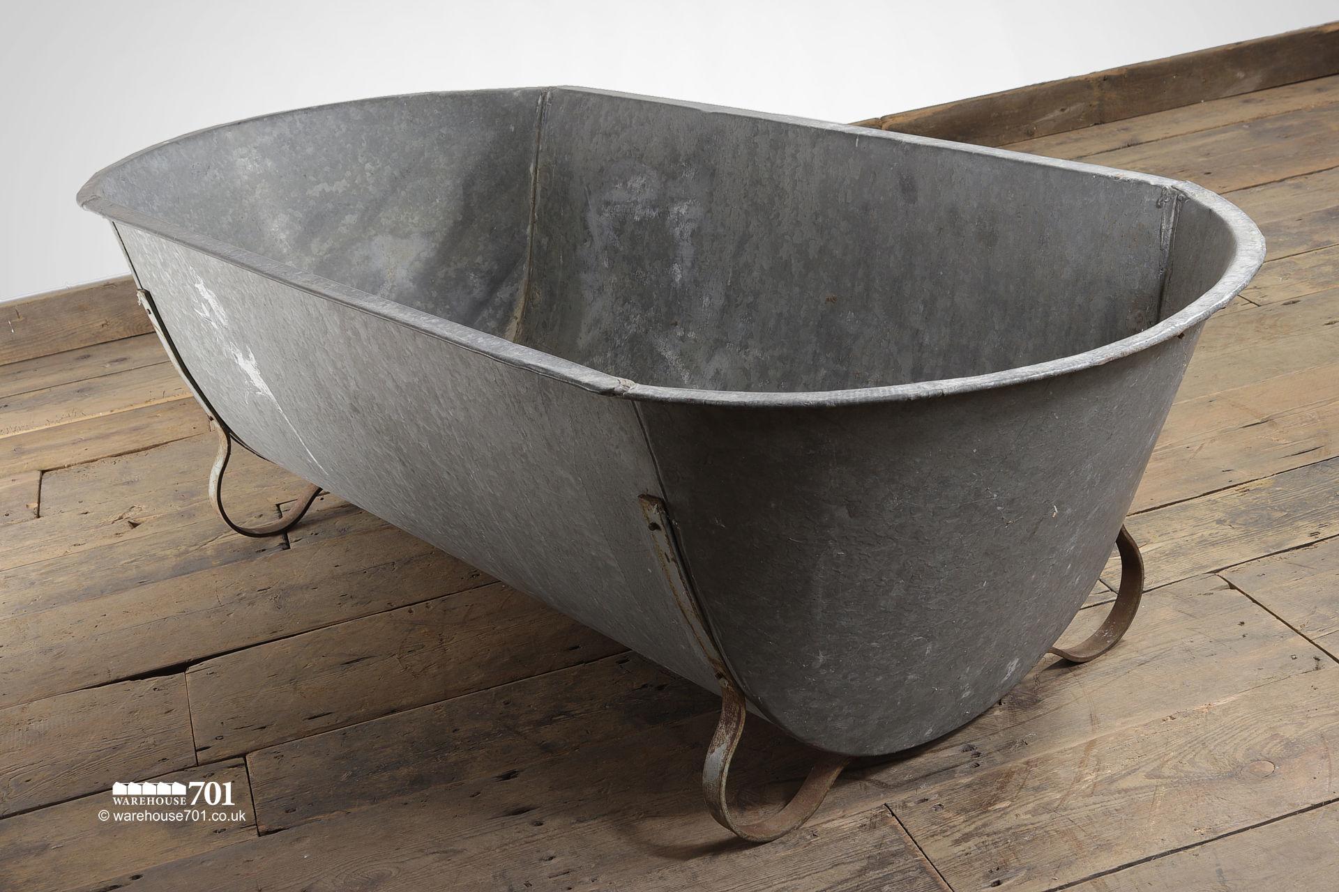 Reclaimed Galvanised Double Ended Tin Bath with Stirrup Feet #2
