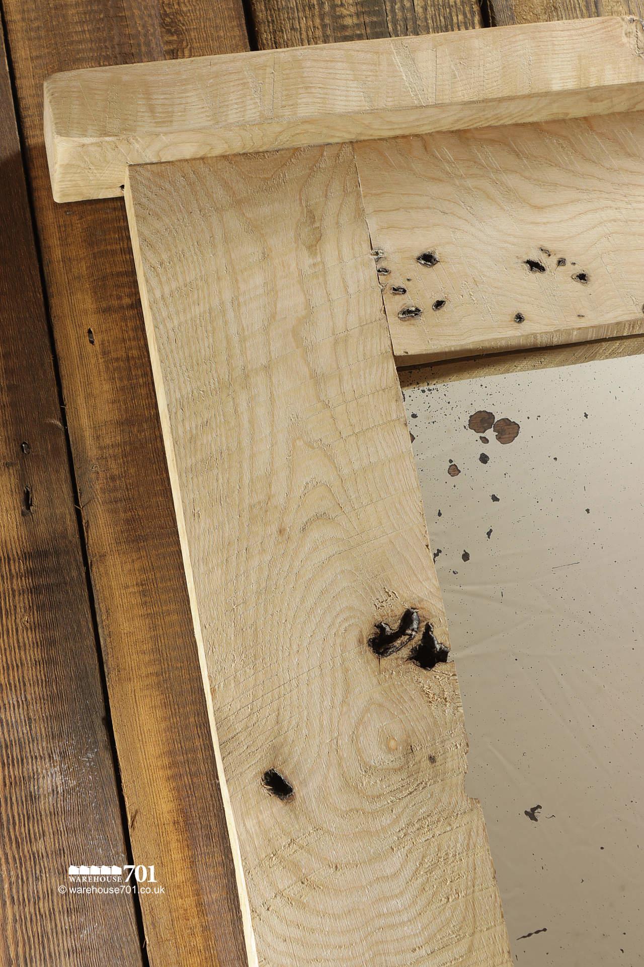 Beautiful NEW Handmade Large Burr Ash Wood Mirror with Integral Top Shelf #7
