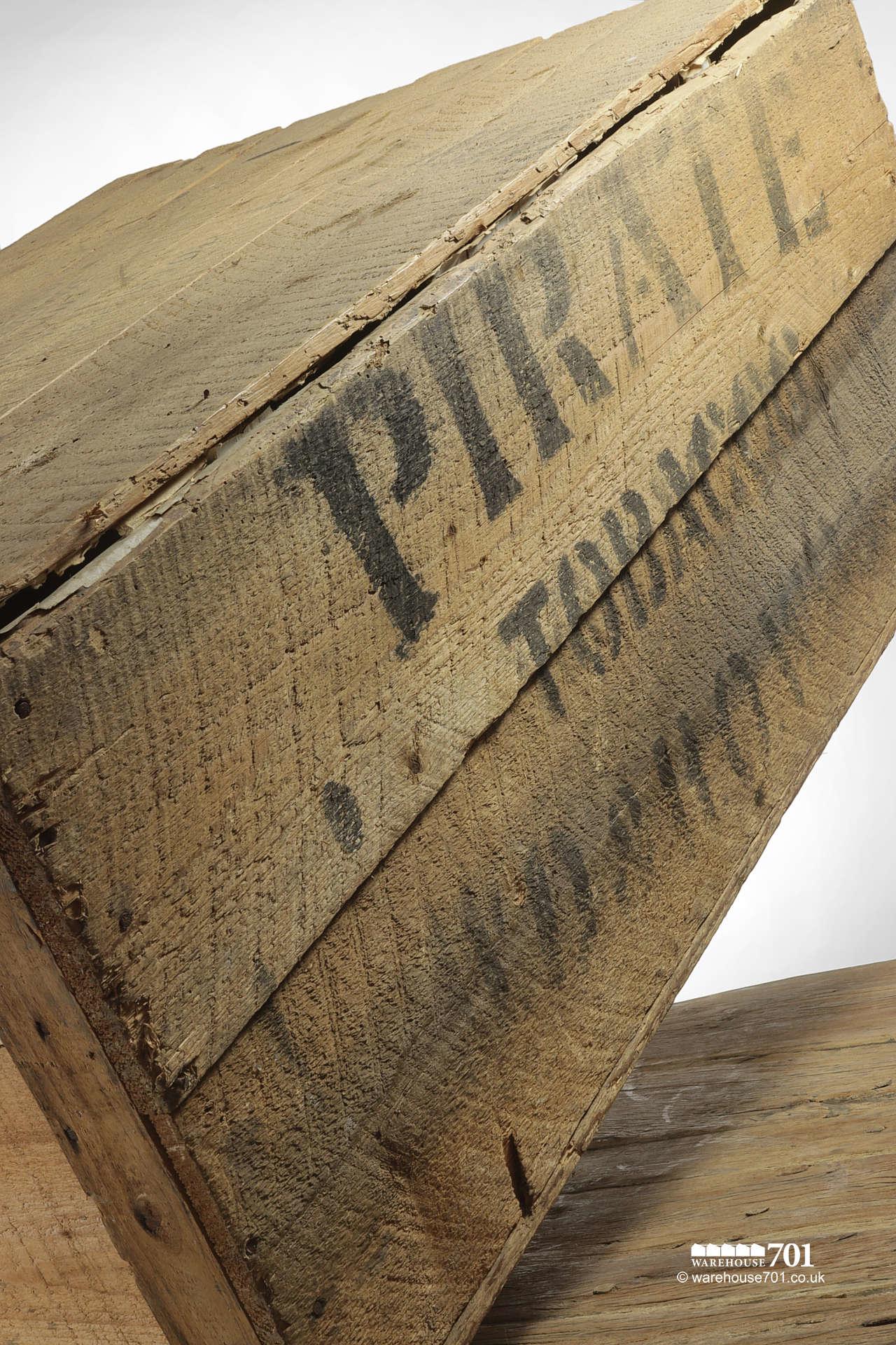 Large Authentic Vintage Pine Storage Box Marked Pirate Tobacco #1