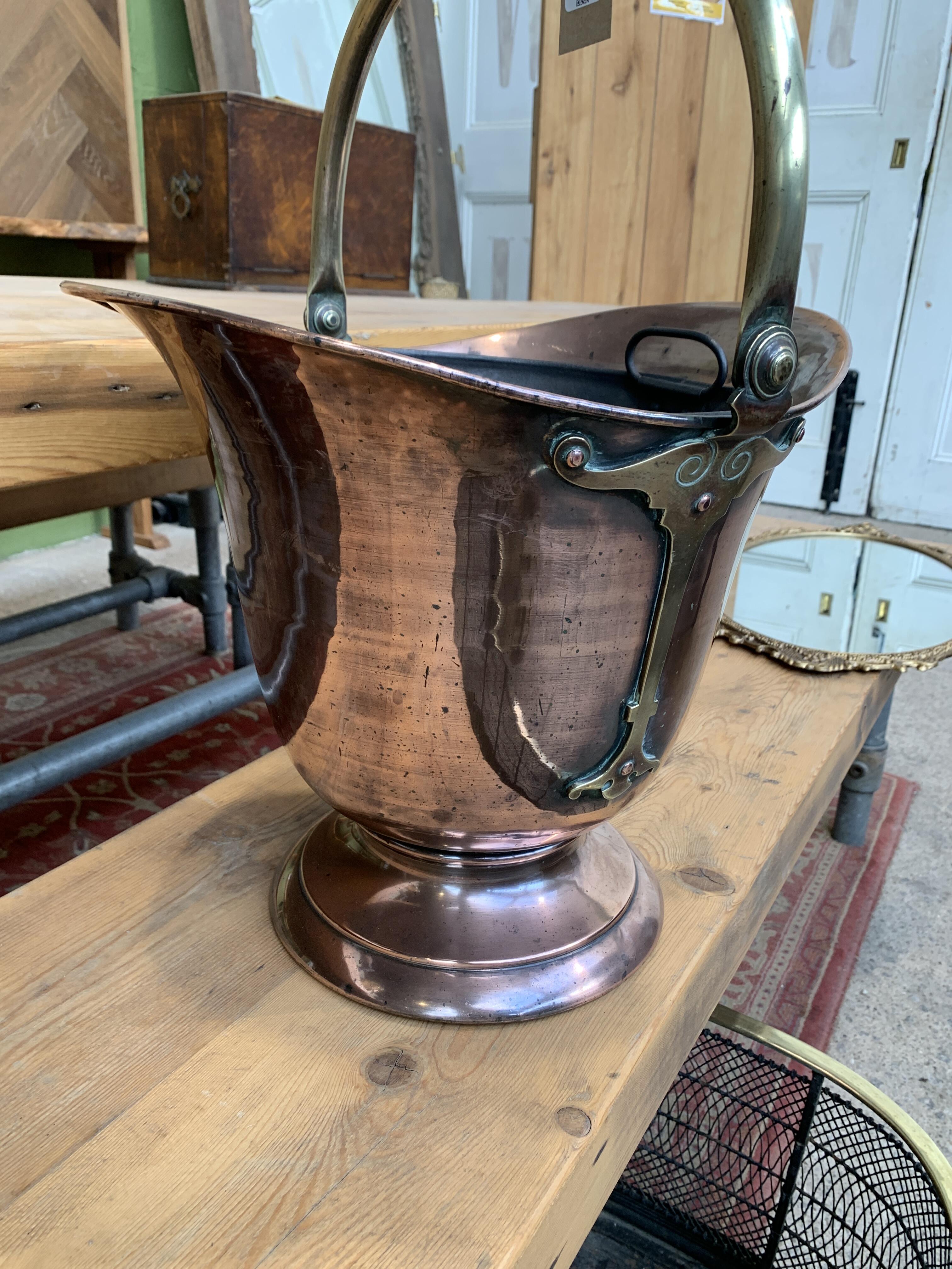 Antique Copper & Brass Coal Bucket
