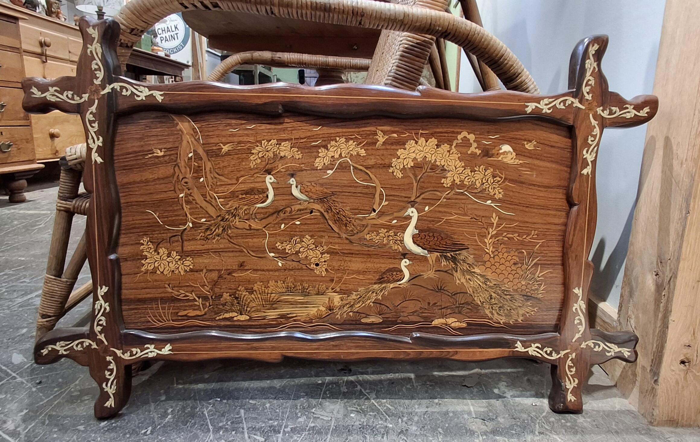 Wooden Indian Decorative Panel with Peacocks
