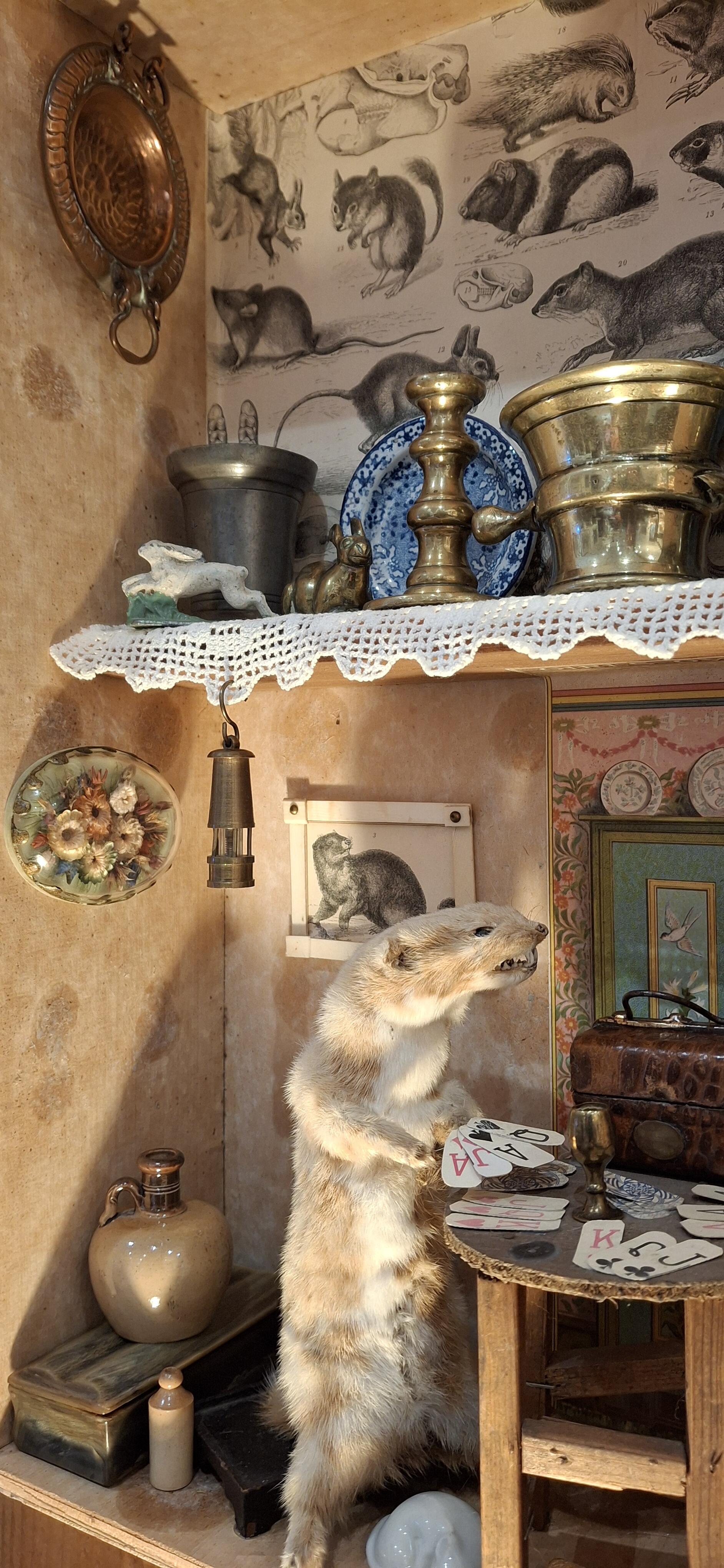 Antique Anthropomorphic Taxidermy Diorama - Weasels