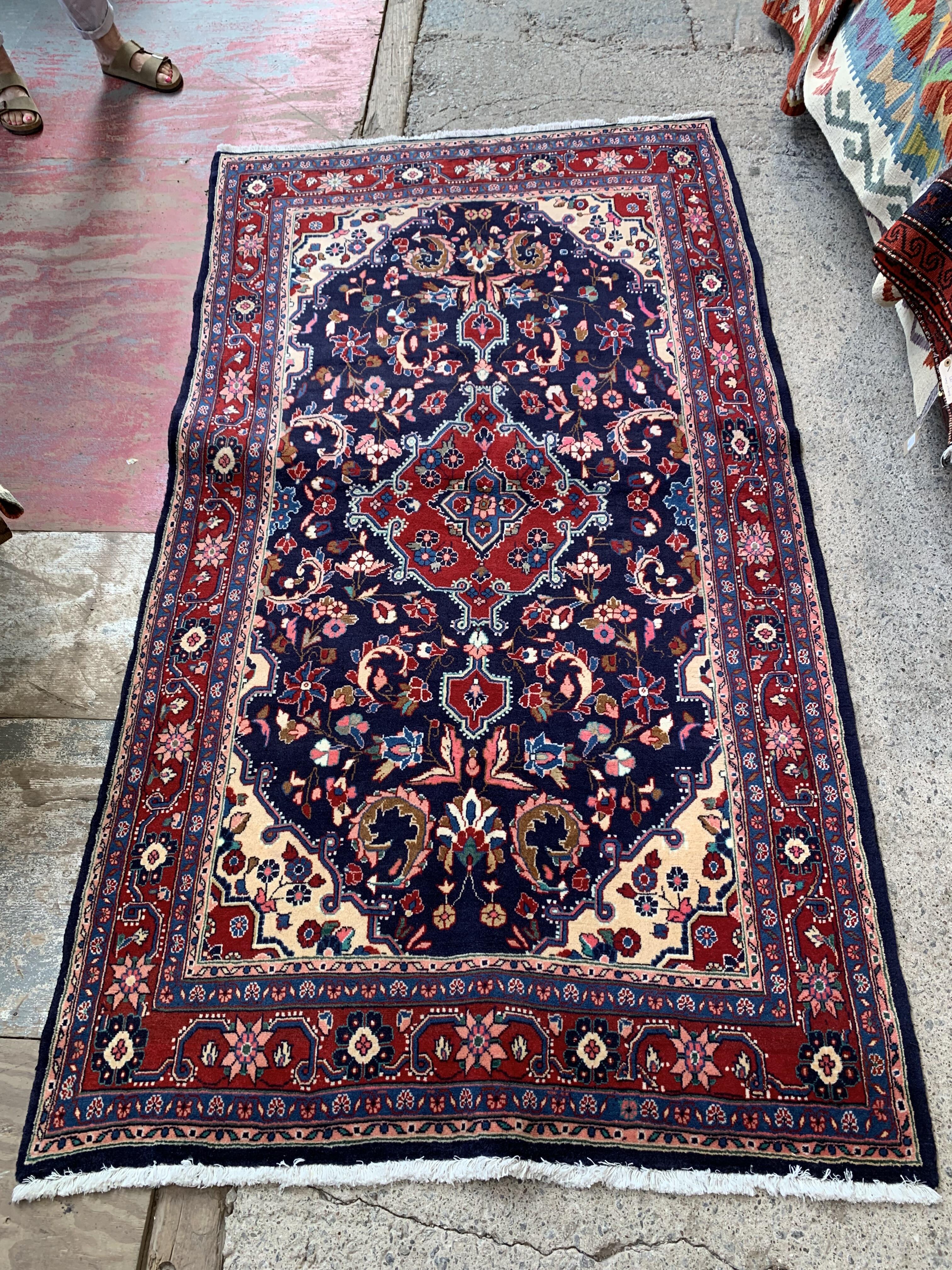Vintage Persian Sarouk Hand Knotted Rug 240 x 135 cm