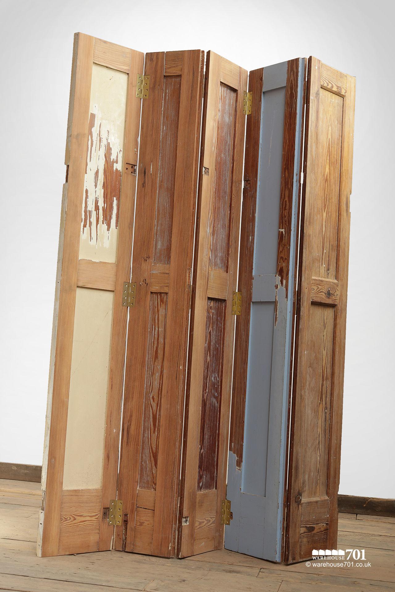 Vintage Style Five-Leaf Wood Shutter Room Divider #7