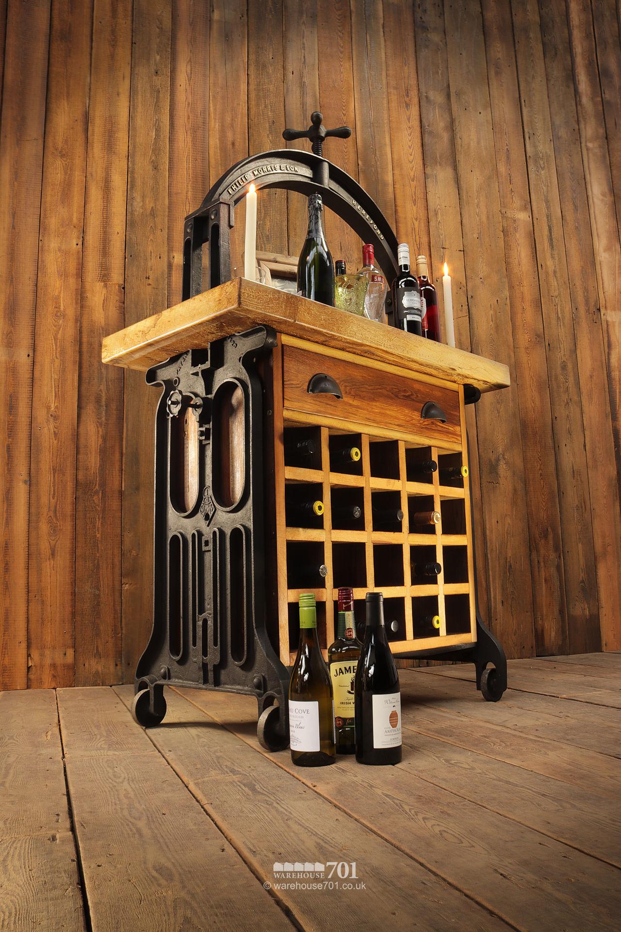 Reclaimed Cast Iron and Beech 'Bacchus' Wine Station #6