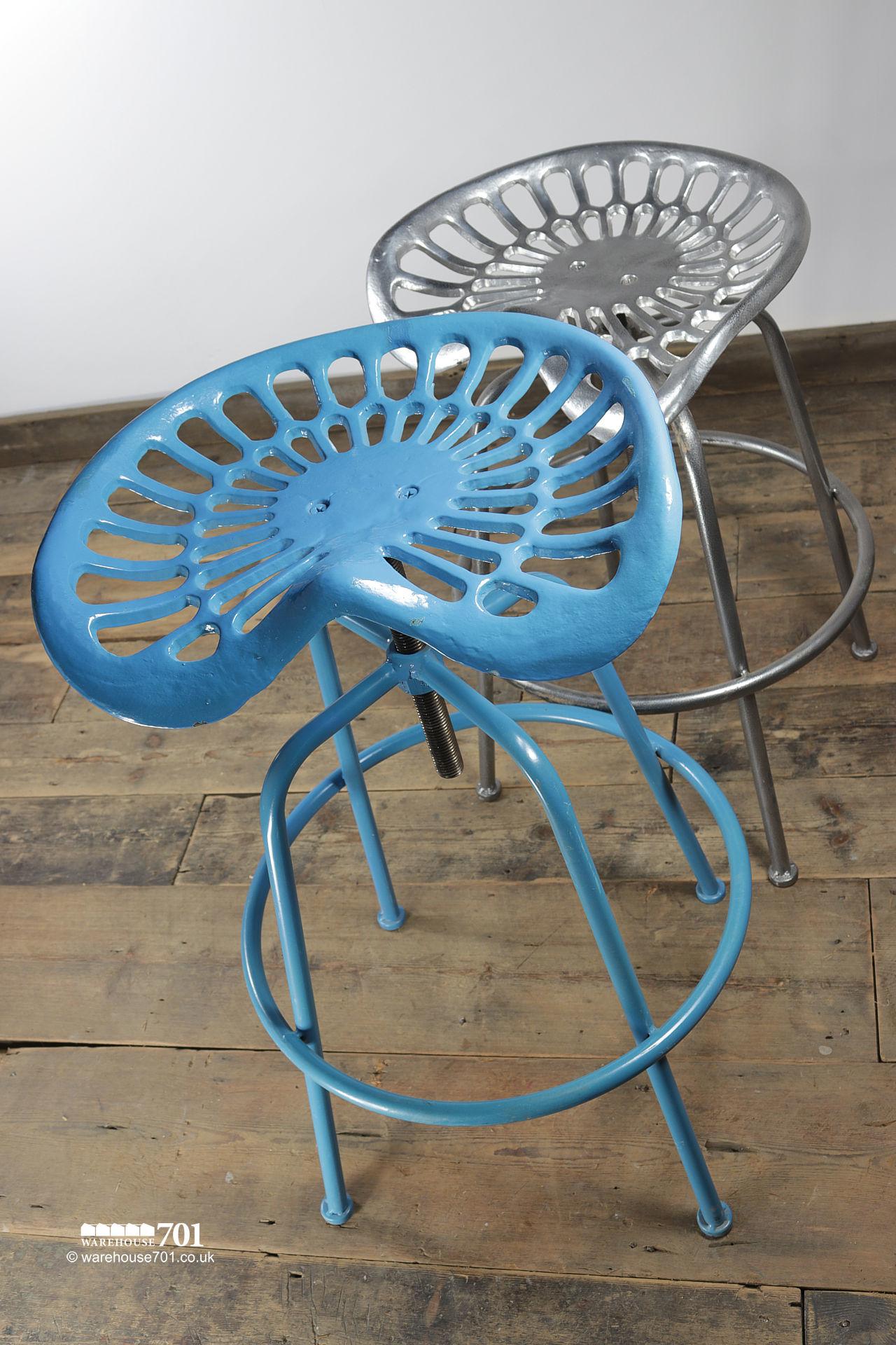 Retro Height Adjustable Metal Stool with Tractor Seat #4