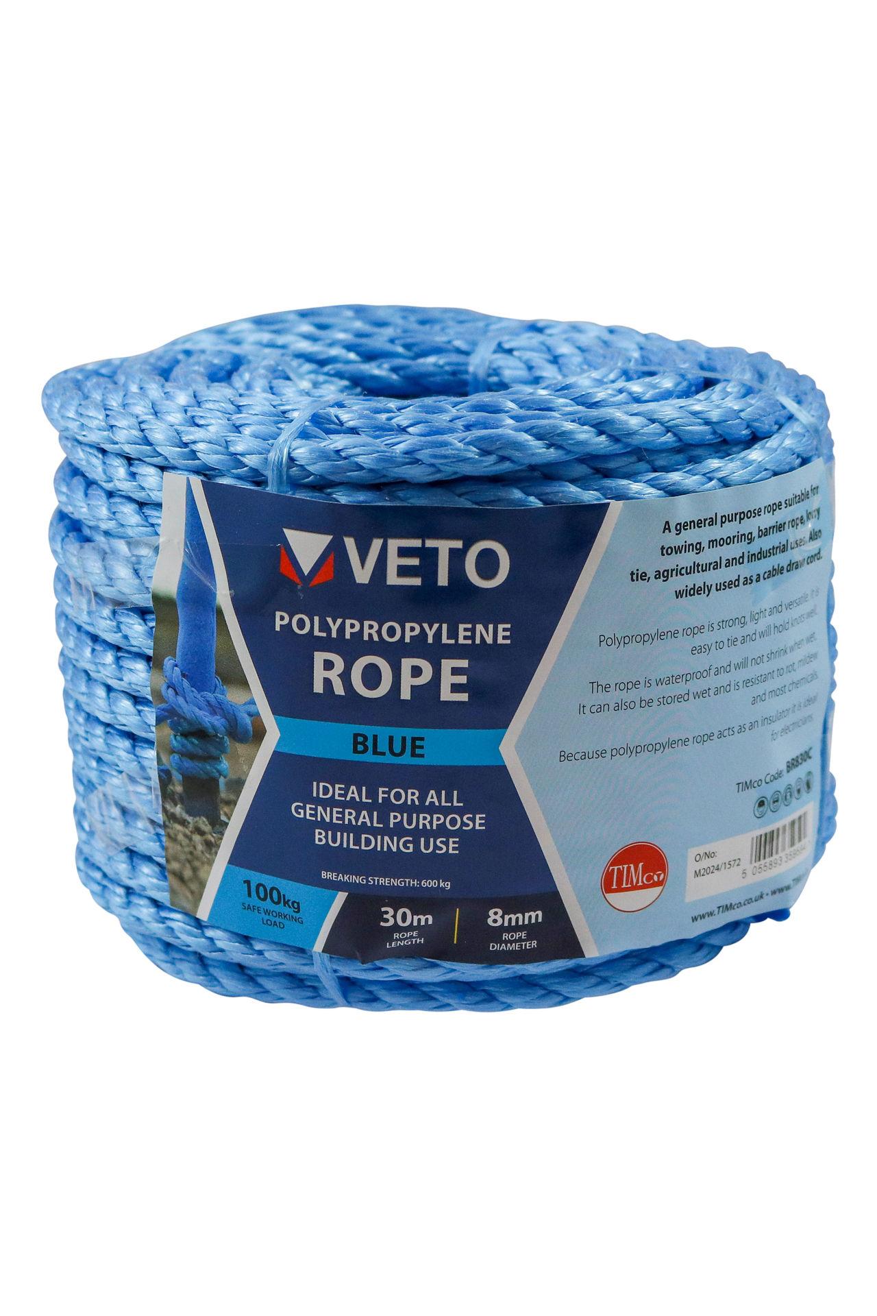 Veto Blue Polypropylene Rope - Coil 8mm x 30m