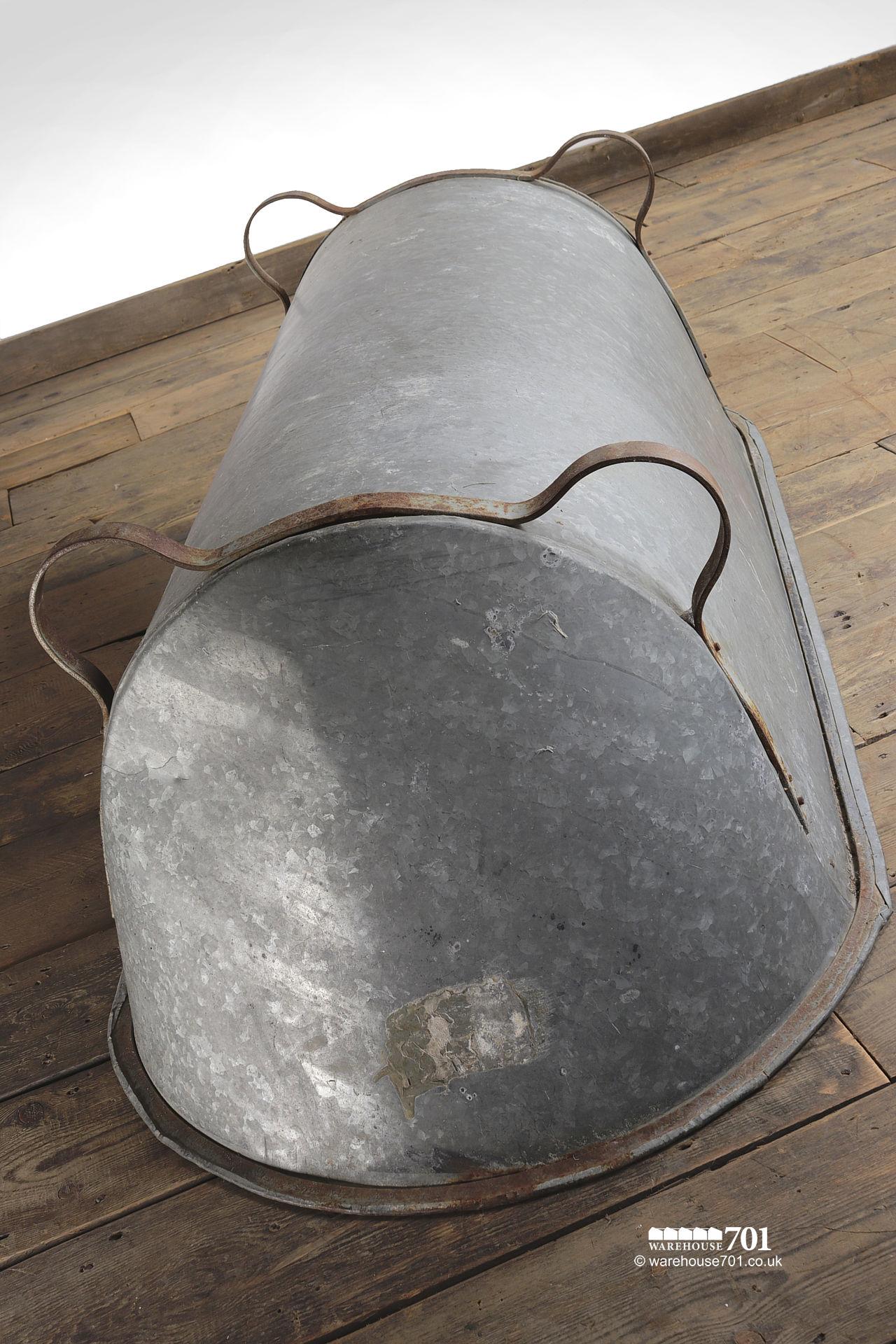 Reclaimed Galvanised Double Ended Tin Bath with Stirrup Feet #3