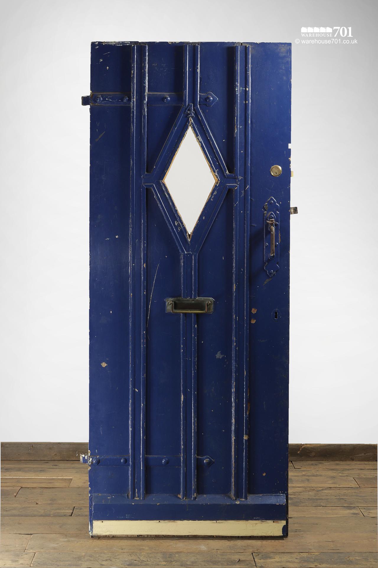 Old Blue External Diamond-Glazed Plank and Ledge Heavy Pine Door