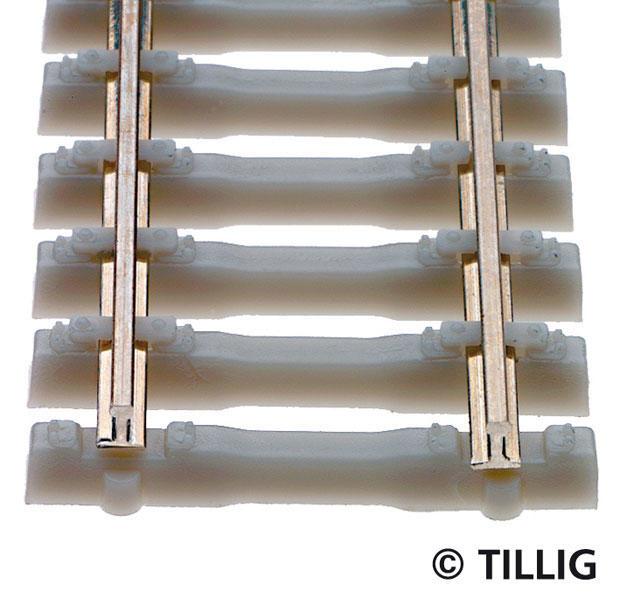 Tillig 83134 Box of 10 Flexible track with concrete sleeper 520mm