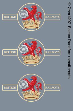 RAILTEC 7-1297 BR late crest lion & wheel (ferret & dartboard): small x 3