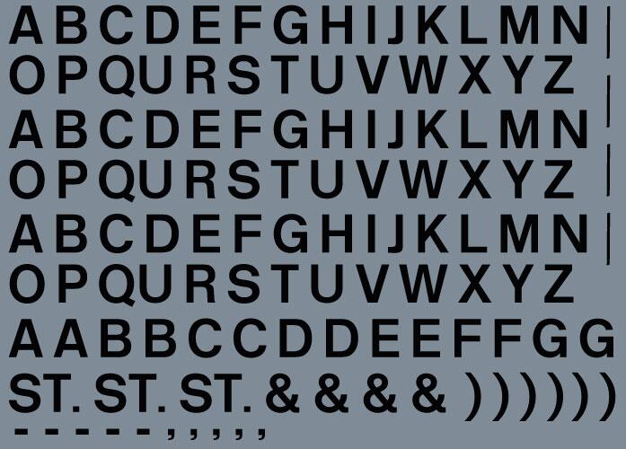 RAILTEC all-0058 Alphabet sheet: black BR lettering (6mm high)