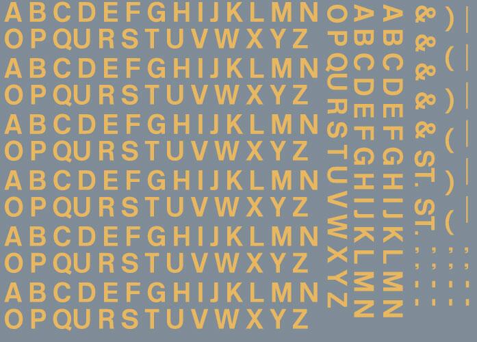 RAILTEC All-0172 Alphabet sheet: old gold BR lettering (4mm high)