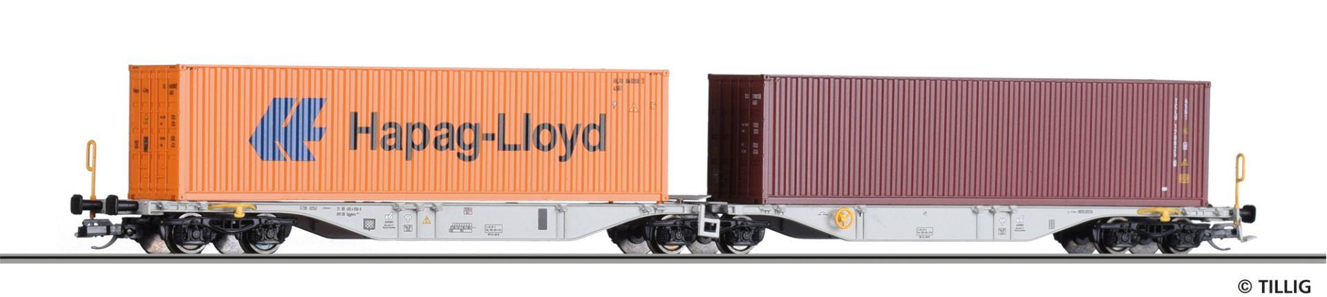 Tillig 18060 Container transport wagon with 2 shipping containers