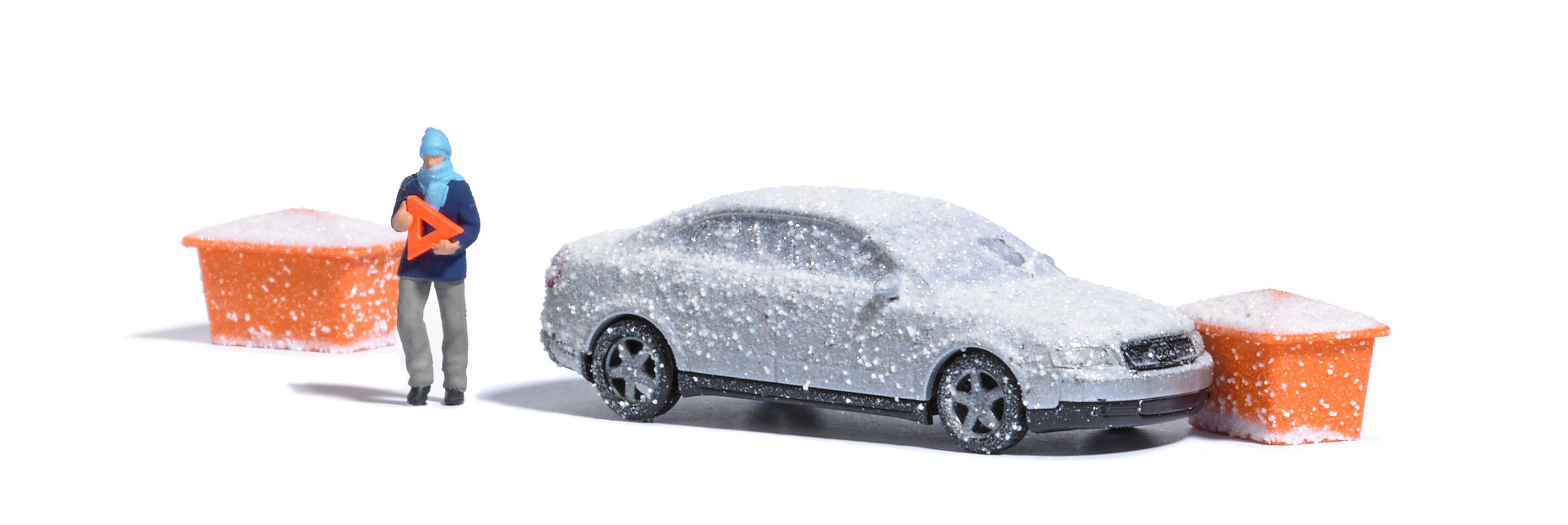 Busch 7858 Action Set: Accident with snowy car