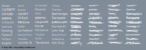 Railtec 4mm-1361 4mm Handwritten chalk destinations: South / South-west