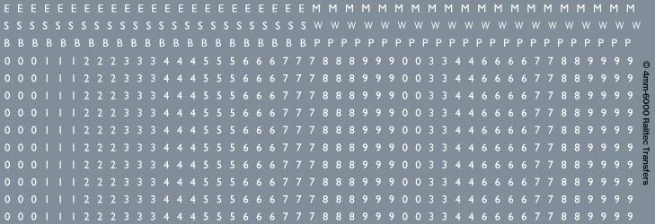 Railtec 4mm-6000 4mm Early BR single wagon number sheet incl prefixes