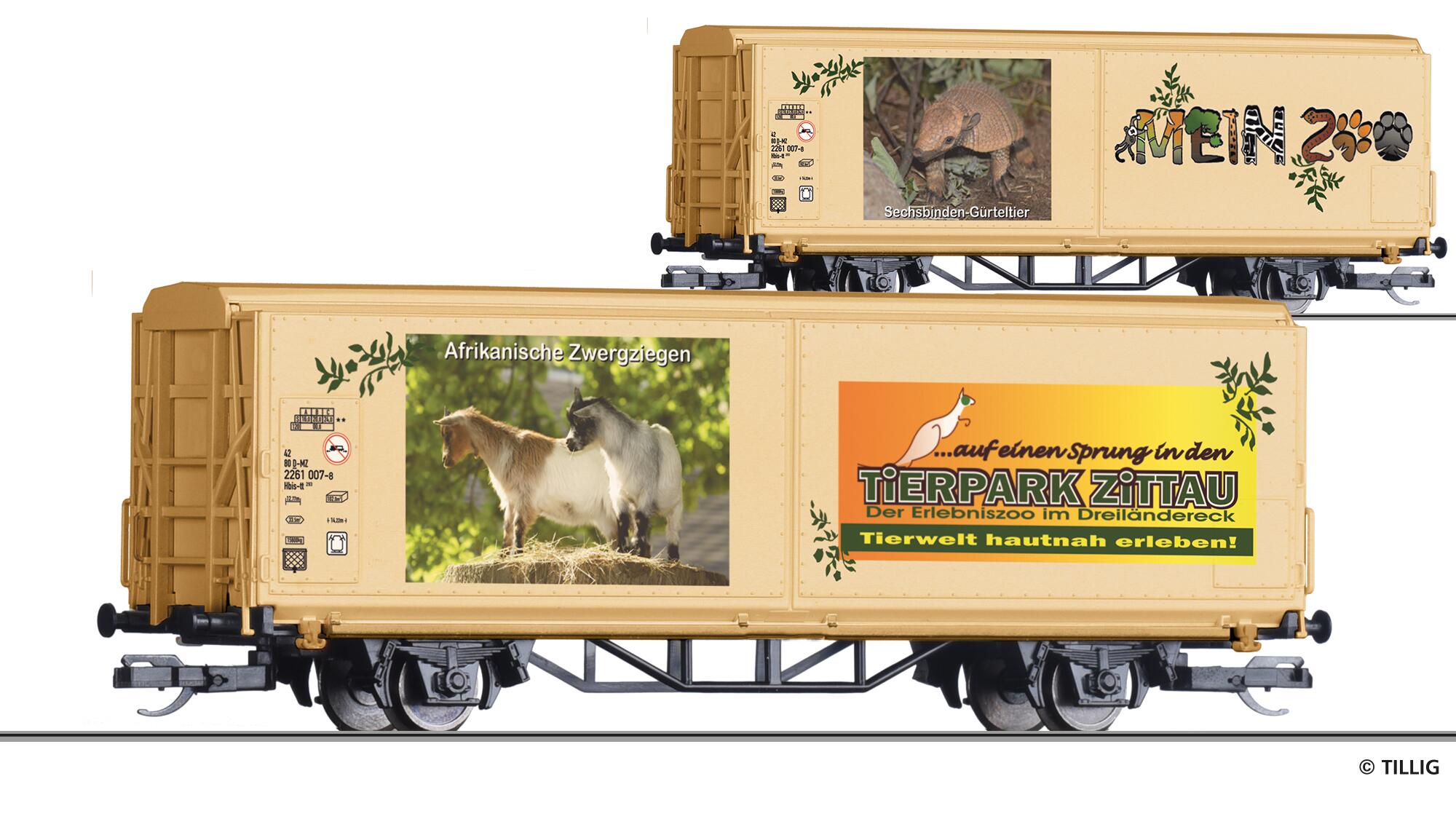 TILLIG 14855 START-Sliding wall box car “Mein Zoo”