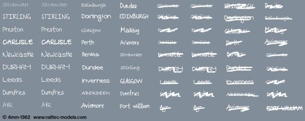Railtec 4mm-1362 4mm Handwritten chalk destinations: Scotland