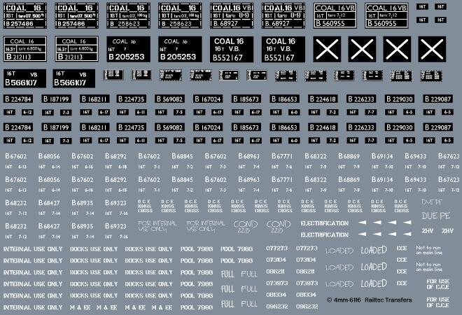 Railtec 4mm-6116 4mm 16t mineral pack incl industrial markings