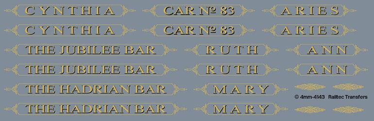 RAILTEC 4mm-4143 Pullman names pack C