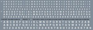 Railtec 4mm-1001 4mm Numeric/alphabet sheet: white BR scale 4" - 6" for OO gauge