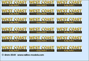 Railtec 4mm-3321 4mm West Coast Railways logos: coaches