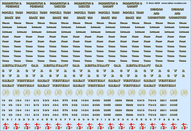 Railtec 4mm-4206 4mm GWR pre-BR coach numbers/branding incl K40/K41/K42