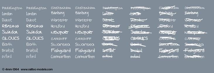 Railtec 4mm-1364 4mm Handwritten chalk destinations: Western