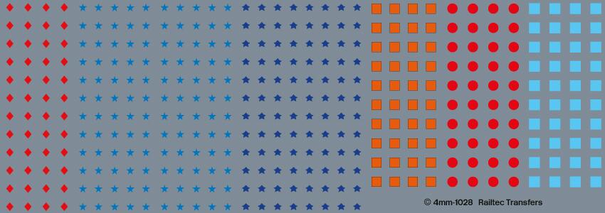 RAILTEC 4mm-1028 Coupling codes: blue star, red diamond, blue square, red circle