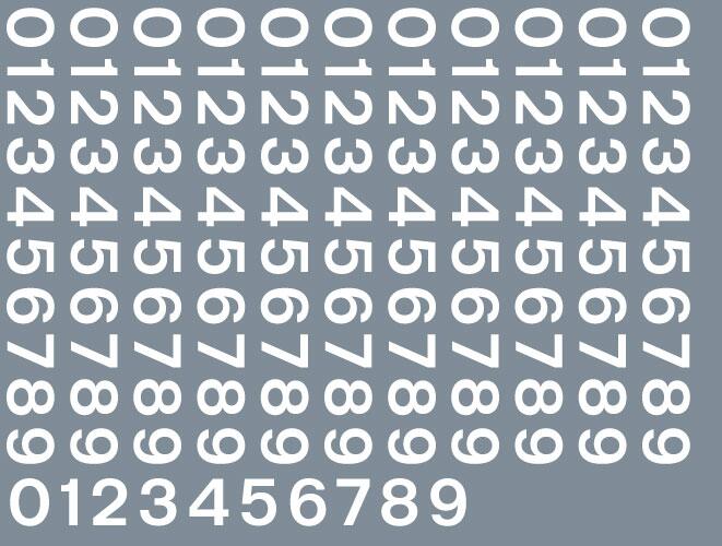 RAILTEC ALL-0038 Numeric sheet: white BR numbering (6mm high)