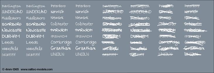 Railtec 4mm-1365 4mm Handwritten chalk destinations: Eastern