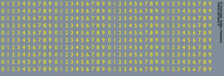 RAILTEC 7-1061 Yellow Gill Sans scale 3" numbers for O gauge