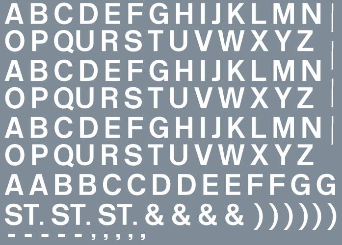 RAILTEC ALL-0018 Alphabet sheet: white BR lettering (6mm high)