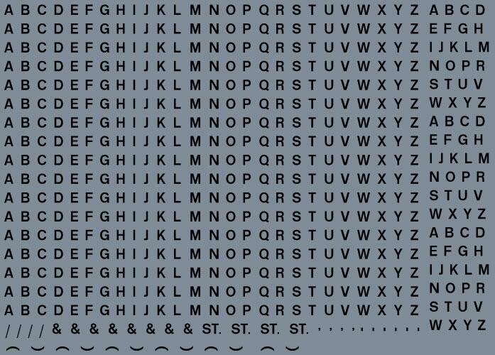RAILTEC all-0046 Alphabet sheet: black BR lettering (2mm high)