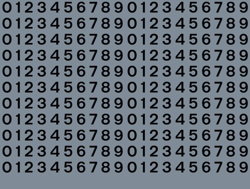 RAILTEC all-0078 Numeric sheet: black BR numbering (6mm high)
