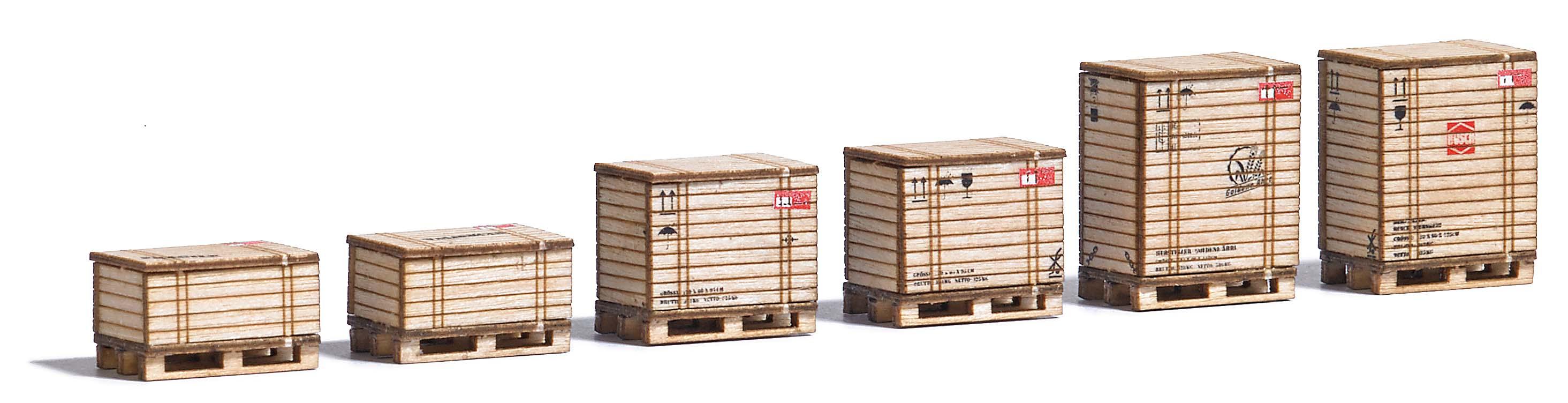 Busch 1811 6 Pallets & 6 Crates made of real wood