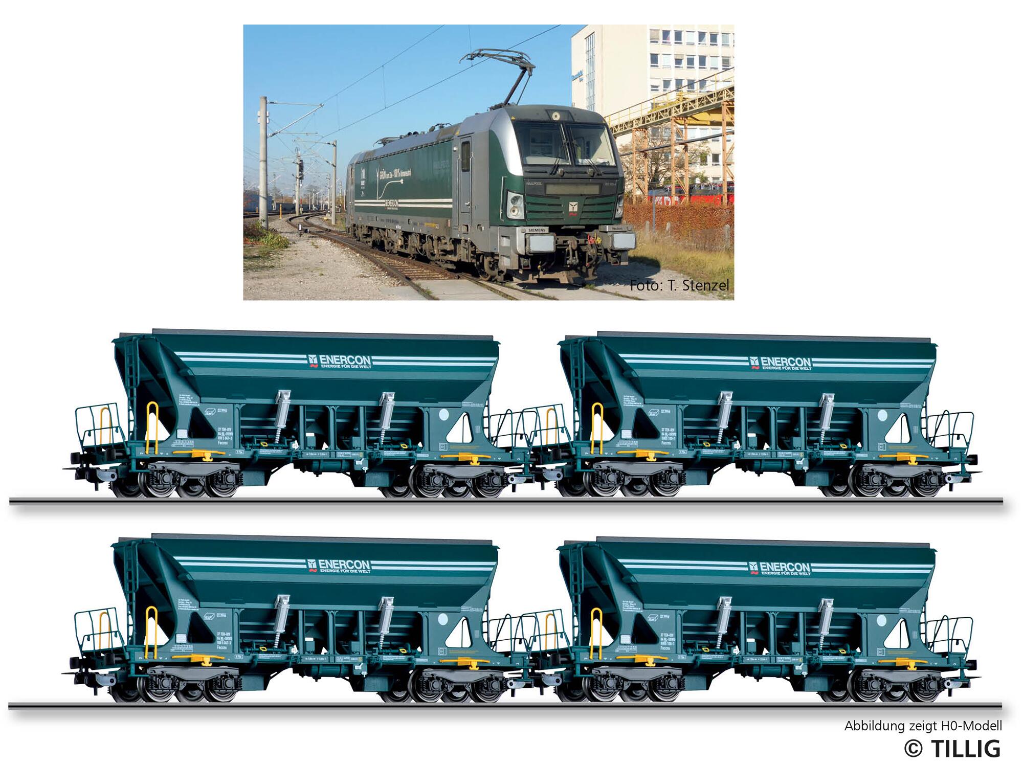 TILLIG 01094 Freight car set Sandtransport of the Enercon GmbH