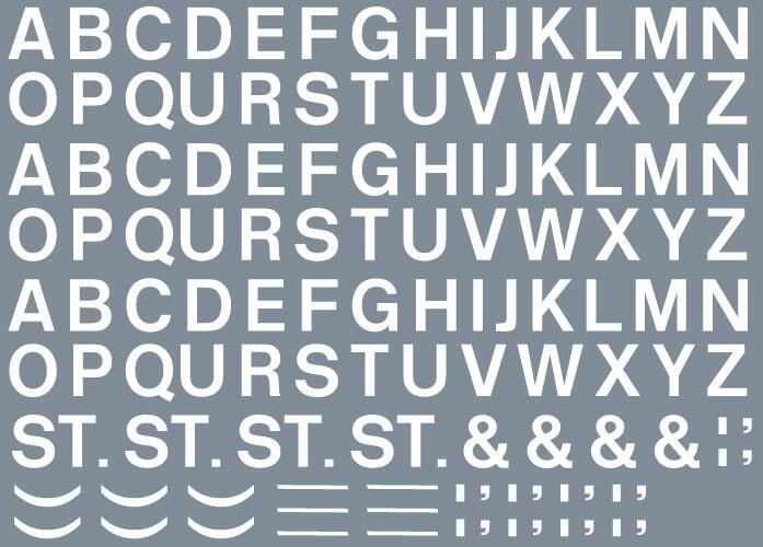 RAILTEC ALL-0020 Alphabet sheet: white BR lettering (6.67mm high)