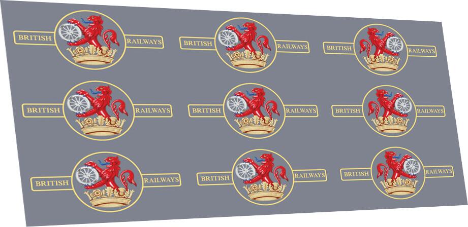 RAILTEC 7-1294 BR late crest lion & wheel (ferret & dartboard): L&R smallx9