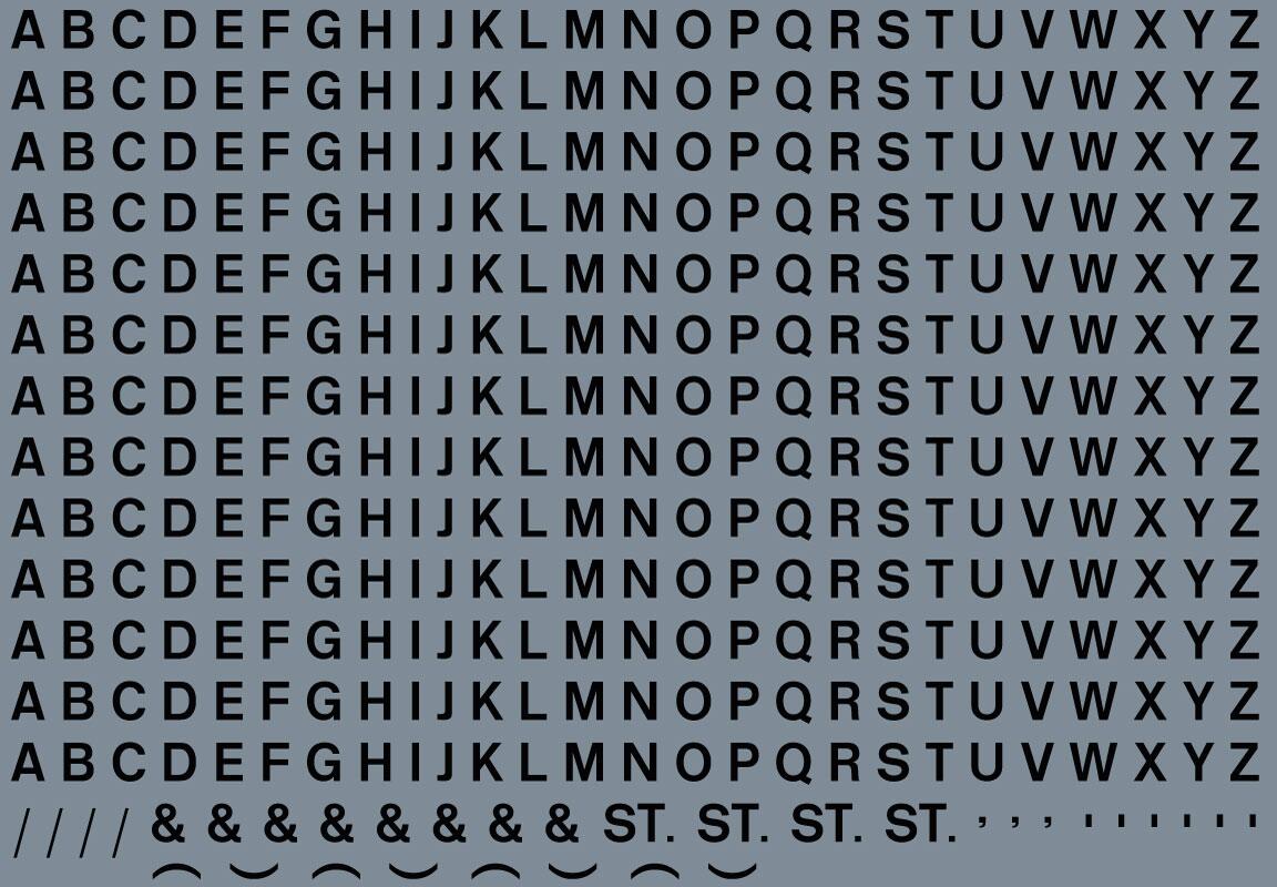 RAILTEC all-0049 Alphabet sheet: black BR lettering (3mm high)