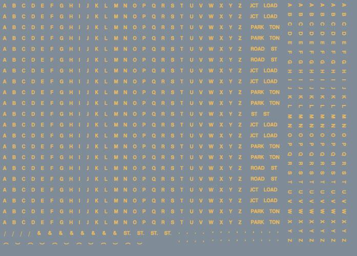 RAILTEC All-0163 Alphabet sheet: old gold BR lettering (1mm high)